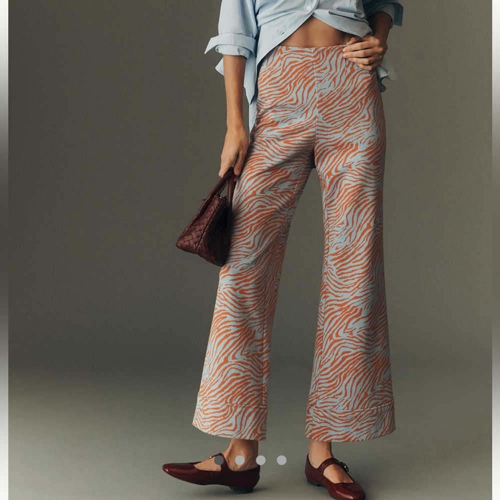 Anthropologie Maeve Knit Kick Flare Pants Orange Blue Zebra SIZE XL Tall NEW